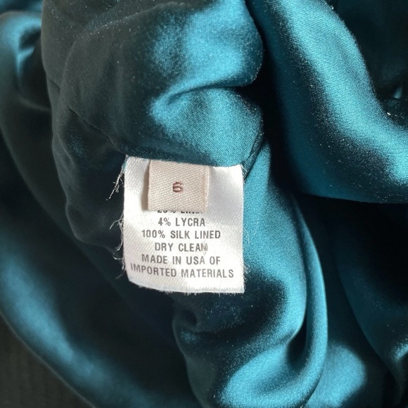 Lela Rose Silk Linen Textured Dark Teal Blue Short Sleeveless Mini Dress Size 6 - Picture 13 of 14